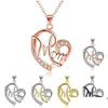 Pendant Necklaces Fashion Mom Necklace Heartshaped Diamond Hollow Aromatherapy Floating Locket Link Chain For Women Jewelry Per Drop Dhotk