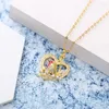 Pendant Necklaces Creative Gold Plated Twig Little Bird Heart For Women Shine CZ Stone Inlay Retro Fashion Jewelry Party Gift