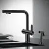 Kitchen Faucets ASRAS Black Brass Sinks Faucet And Cold Water Filter Drinking With Spray Gun 3 In 1