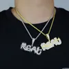 Collane con ciondolo Full Paved Black Cz Letter Realize Everyone Ain't Loyal Collana con ciondolo per uomo Hip Hop Iced Out Bling Cubic Zirconia Jewelry 230525