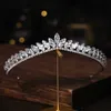 Other Fashion Accessories Baroque Luxury Silver Color Crystal Bridal Tiaras Crowns Rhinestone Pageant Diadem Veil Tiara Headband Wedding Hair Accesso J230525