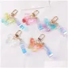 Key Rings Fashion Acryl Gradiënt Butterfly Keychain Stereoscopic Dream Colourf Keyring met polsband Vrouwen Bag ornamenten Drop D DH1XD