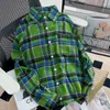 Kvinnors blusar Green Plaid skjorta Kvinnor Coat American Vintage Long Sleeve Casual Shirts Korean Button Up Japanese Punk Style