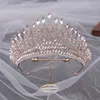 Weitere Modeaccessoires, hochwertiger Festzug, rosa Brautkrone, Kopfschmuck, königliche Königin, großer Wassertropfen, Kristall-Tiara, Diadem, Hochzeit, Haarschmuck, Zubehör J230525