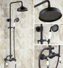 Bathroom Chuveira Conjuntos de 8 no chuveiro Cabeça preta Torneira de banheiro preto Conjunto de parede Rauvas montadas na parede/chuveiro de mão de mão HOTE HOT E FRIO MIXER TAPS KIT 2RS518 G230525