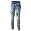 Jeans pour hommes Streetwear Mode Hommes Jeans Rétro Bleu Clair Élastique Slim Fit Jeans Déchirés Hommes Marque Patch Designer Hip Hop Punk Pantalon Hombre 230524