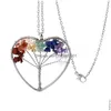 Pendant Necklaces Women Rainbow 7 Chakra Heart Tree Of Life Quartz Natural Stone Wisdom Necklace For Men Jewelry Gift Drop Delivery P Dhchr