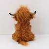 Plush Dolls 27cm Simulation Highland Cow Plush Toy Soft Stuffed Animal Toy Lifelike Highland Cow Kawaii Kids Gift Toy Girls Birthday Gift 230525