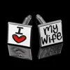 Манжеты Links Hot Sedelling Совершенно новая мода Rare Exquisite I Love My Wife Gift Swedding Groom Party Cuffs Link Оптовая g220525