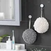 Towel Chenille Hand Towels Kitchen Bathroom Ball With Hanging Loops Quick Dry Soft Absorbent Microfiber White Grey