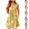 Robes décontractées Femmes Mignon Floral Longue Robe D'été Lâche À Manches Courtes Femme Plage Vacances Fête Vestidos