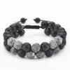 Fashion 10mm Beads Braided Bracelets Natural Black Frosted Beads Bracelet for Men Jewelry Gift Pulsera Hombre