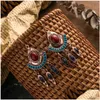 Dangle Chandelier Rose Goldn Tassel Earring For Women Bohemia Ethnic Red Natural Stone Female Indian Jewelry Accessories Drop Deli Dhv5Q