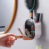 Uppgradera vikbar hårtorkhållare väggmonterad badrumsorganisatör rack hår rakt stativ duschen förvaring hylla badrum tillbehör