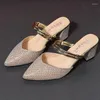 Pantofole donne sandali ricoperti di punta pompe alte tacchi 2023 primavera estate a due vie indossa esterna a metà moda