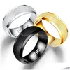 Band Rings Simple Blank Dl Polish Stainless Steel Ring Gold Black Titanium For Men Women Fashion Jewelry Drop Delivery Dhv4C