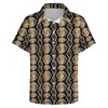 Camicie casual da uomo Camicia in pelle di serpente nera marrone Stampa animalier Spiaggia Camicette stile street hawaiano larghe Abiti oversize a maniche corte