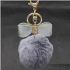 Chave de chave de alta qualidade Rex Rabbit Fur Ball Keychain diamante