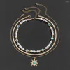 Подвесные ожерелья винтажные контрастные цвета личности глазное жемчужное ожерелье национальное ветер Солнечное бирюзовое для женщин
