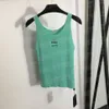 Gestickter Buchstabe Strickweste Damen Tank Top Sleveless Sling Sportwesten Laufen Yoga T-Shirts Tops