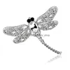 Pins broches Crystal Animal Pin Vintage Dragonfly voor vrouwen grote insecten Rhinestone broche modejurkjas accessoires sieraden dhddg