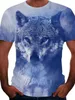 T-Shirt Masculina Camiseta T Graphic Animal Wolf Gola redonda Azul Cinza Branco Preto Impressão 3D Plus Size Rua Causal Manga Curta Estampa Vestuário Vestuário Ativo Anime