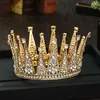Inne modne akcesoria Złote Rhinestone Okrągła korona Tiara Biżuter Welf Hair Akcesoria do noszenia korony ślubnej Crystal Rhinestone Crown G J230525