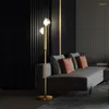 Lampadaires LED Suspension Art Moderne Vie Décor À La Maison Coin Abat-Jour En Verre Cuivre Debout Lumière Étude Chambre De Chevet Intérieur