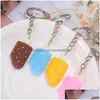 Nyckelringar Summer Creative Candy Color Soft Ice Cream Keychains Car Bag Pendant Jewelry Keyring for Women Drop Delivery DHQcy