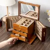 Boîtes de rangement tiroir multicouche maquillage boîte serrure miroir organisateur chambre vanité bijoux chambre maison Scatole meubles de ménage