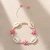 Link Bracelets 1PC Shell Ocean Jewelry Braided White & Blue Star Fish Cross Bracelet SummervFashion For Women Gifts 6cm Dia.