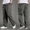 Pantaloni da uomo 2023 Pantaloni da uomo casual da uomo in cotone da carico Tasca allentata Pantaloni dritti Pantaloni da lavoro elastici Pantaloni da lavoro di marca Pantaloni da uomo Super Large Size