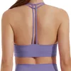 Couleur unie femmes Yoga soutien-gorge à bretelles soutien-gorge de sport pour les femmes Sexy entrecroisé dos moyen soutien-gorge de Yoga avec bonnets amovibles