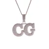 Custom Bold Letters Name Pendant Micro Paved Out Cubic Zirconia Chain Necklace Hiphop Jewelry