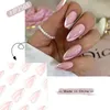 False unhas 24pcs francês rosa cabeça de amêndoa doce estilo nude cor de unha falsa capa completa mulheres vestíveis pressionam as dicas