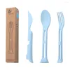Dinnerware Sets 3 In 1 Travel Portable Cutlery Set Japan Style Wheat Straw Knife Fork Spoon Student Kids Kitchen Tableware