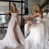 line Boho A Wedding Dresses Sweetheart Appliques Backless Slit Tulle designer wedding bridal gowns ppliques