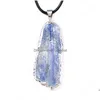 Pendentif Colliers Irregar Cyanite Naturelle Pierre Brute Bord Doré Chandail Chaîne Cristal Minéral Spécimen Collier Corde Drop Delivery Dh2H7