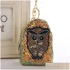 Porte-clés Longes 6 Styles Hibou Porte-clés Paillettes Brillantes Mini Porte-Monnaie Porte-clés Tendance Fille Femmes Sac Pendentif Accessoires Holde Dhubp