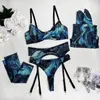 Bras Sets Tie-dye Erotic Lingerie 5-piece Set Ladies Sexy Lace Underwear With Stockings Gloves Women Sleepwear Transparent Bra Outfits