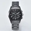 KUERST All Ceramic Mens watch Black Quartz movement Chronograph Gentleman Wristwatch