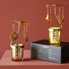 Portacandele in vetro rotante in stile europeo Cene a lume di candela Puntelli di nozze Romantiche decorazioni dorate per la casa