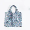 10pcs Storage Bags Polyester Flower Cartoon Printing Reusable Large Capacity Grocery Waterproof Portable Foldable Tote Shopping Bag