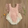 Rompers 024m Summer Princess Nascido Baby Girls Girls Elegant Lace Crochet Lantejous sem mangas Romper jumspuits Tulle Dress Roupfits 7 Styles 230525