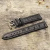 Watch Bands Onthelevel Genuine Retro Leather Strap 18mm 20mm 22mm Ostrich Pattern Watchband With Quick Release Spring Bar#C