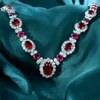 Vintage Ruby Diamond Naszyjnik 100% prawdziwy 925 Srebrny Srebrny Party Wedding Naszyjnik dla kobiet biżuteria zaręczynowa dla kobiet