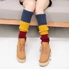 Femmes chaussettes automne/hiver japonais couleur correspondant Pile laine tricoté jambières genou femmes bottes cuisse haute