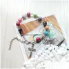Beaded Mticolor Plastic Rosary Armband Women Cross Religious smycken Drop Delivery Armband DhSkt