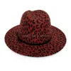 Wide Brim Hats Bucket Fashion Women Leopard Print Wool Felt Fedora Jazz Classic Bowler Hat Ladies Trend Large Brimmed Panama Party Dhbu8