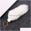 Key Rings Ship Rabbit Fur Long Strip Keychain Pluche Car Bag Pendant Geschenk R244 Mix Bestel 20 stuks veel sleutelhangers Drop levering juweel dhkbn